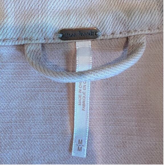 Women Reworked blush denim Custom Free People Motto jacket gold brass tone studs - Picture 7 of 16